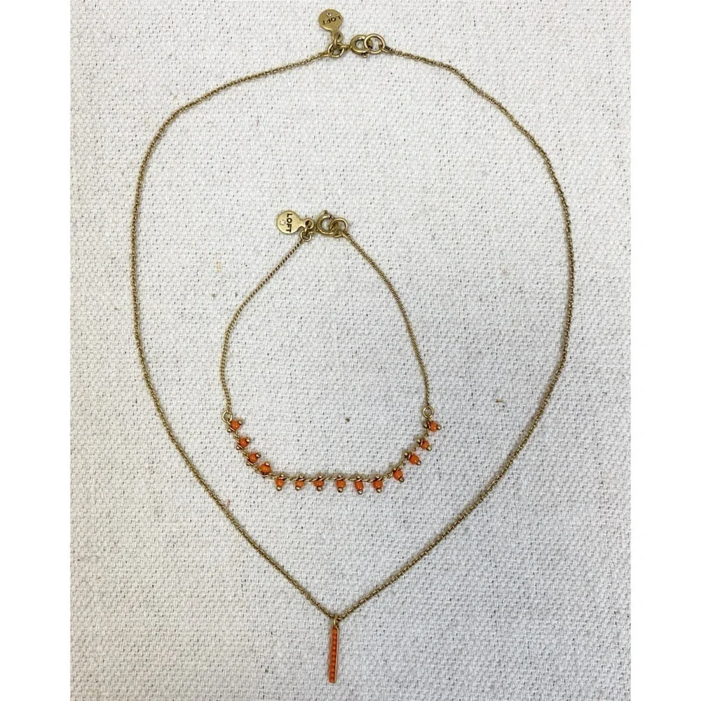 LOFT necklace and Bracelet set Gold tone
